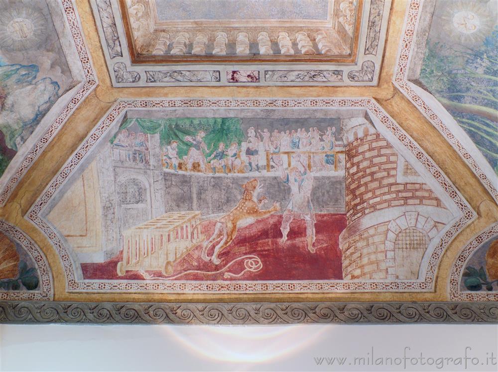 Cavenago di Brianza (Monza e Brianza, Italy) - Frescoes on one side of the ceiling of the Zodiac Hall in Palace Rasini